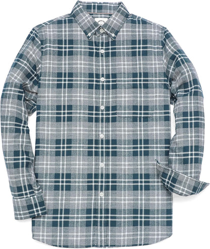 ® Flannel Shirt for Men Casual Button down Work Soft All Cotton Lightweight Flannel Mens Plaid Shirts Long Sleeve