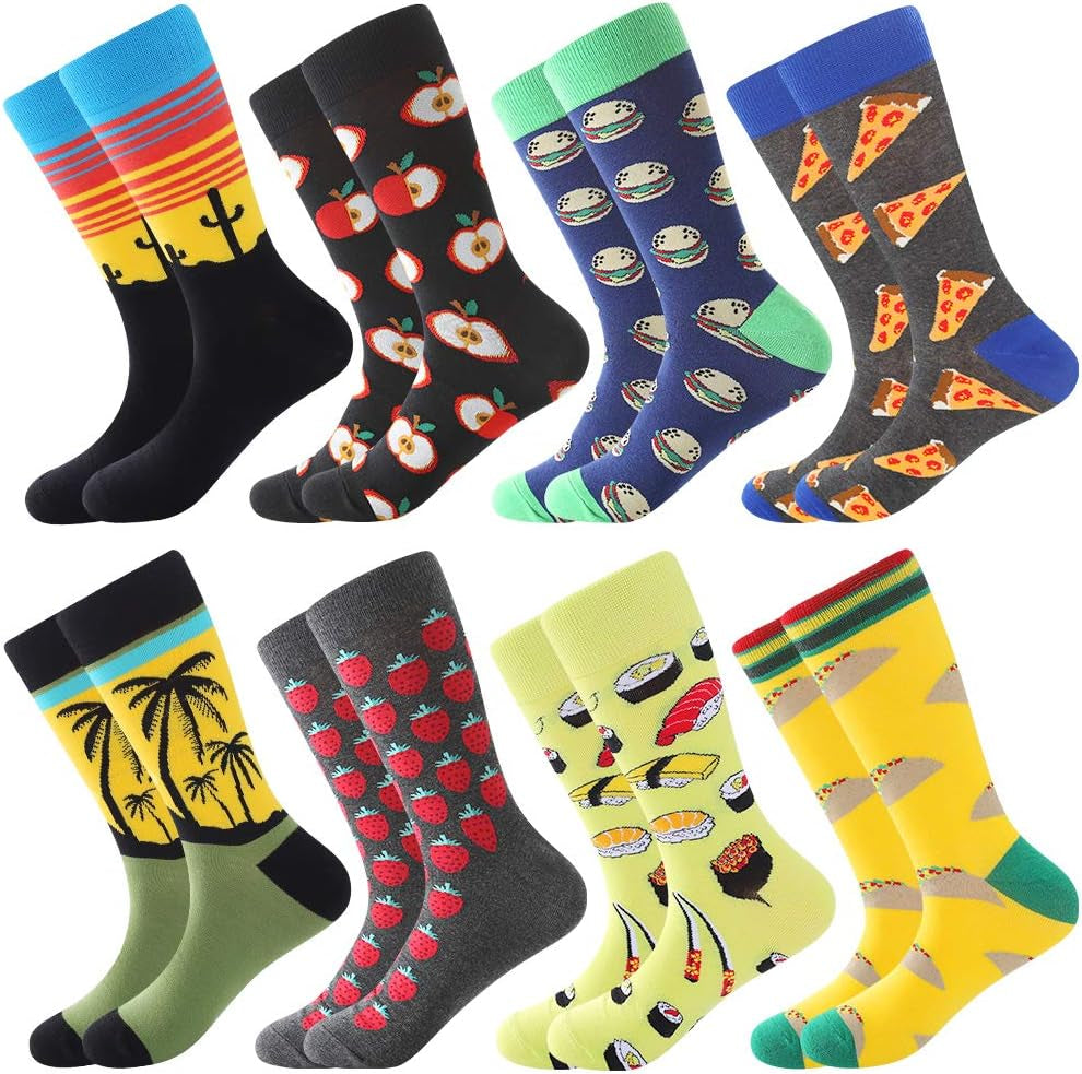 Fun Socks,Funny Socks for Men Novelty Crazy Crew Dress Socks,Cool Cute Food Graphic Animal Socks