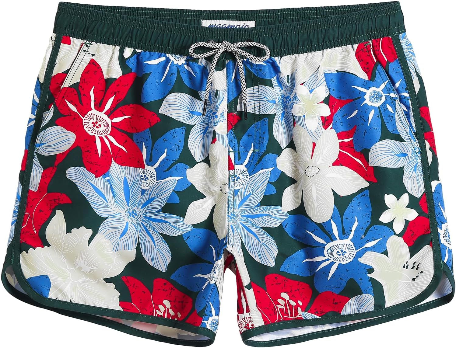 Mens Boys Short 80S 90S Vintage Swim Trunks with Mesh Lining Quick Dry Swim Suits Board Shorts