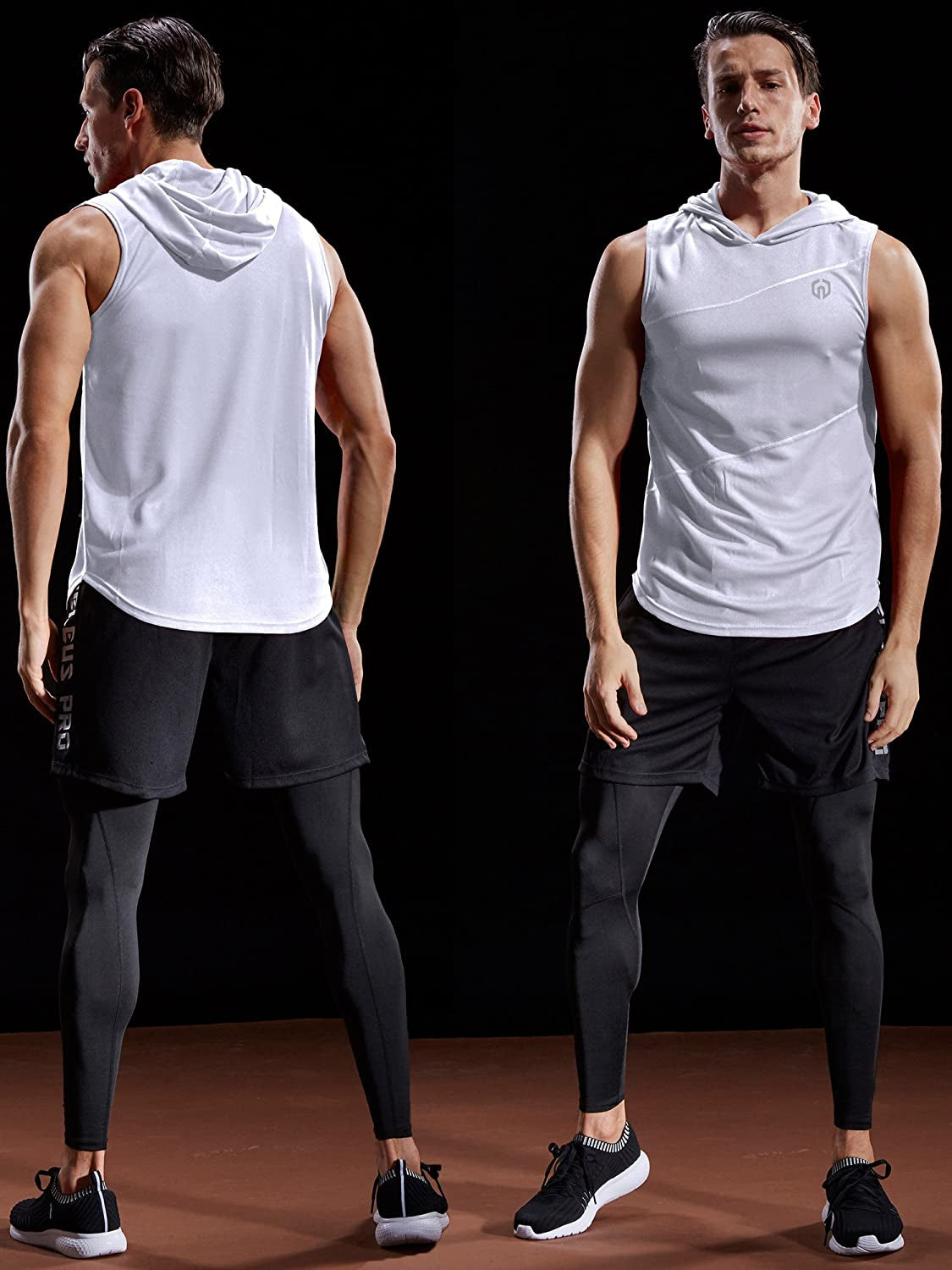 Dry Fit Workout Athletic Muscle Tank Top Running Shirts with Hoods