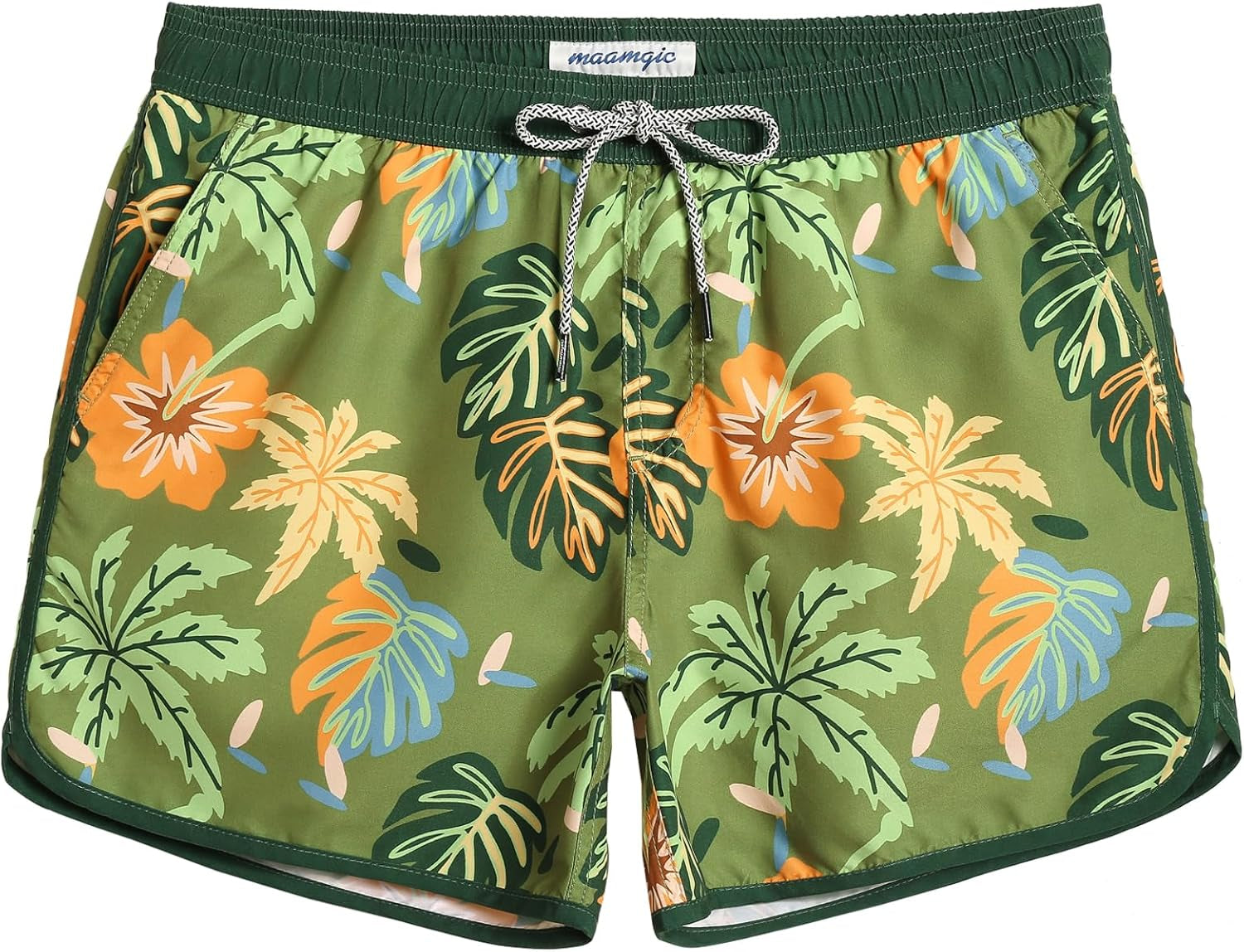 Mens Boys Short 80S 90S Vintage Swim Trunks with Mesh Lining Quick Dry Swim Suits Board Shorts