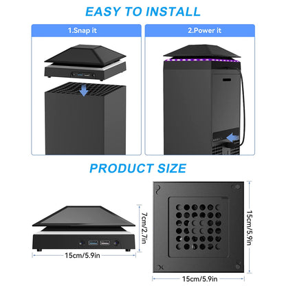 Cooling Fan for Xbox Series X, 2-USB Interfaces 3-Levels of Adjustable Speed with RGB LED Lights, Dust Cover Low Noise Fan Xbox Accessories