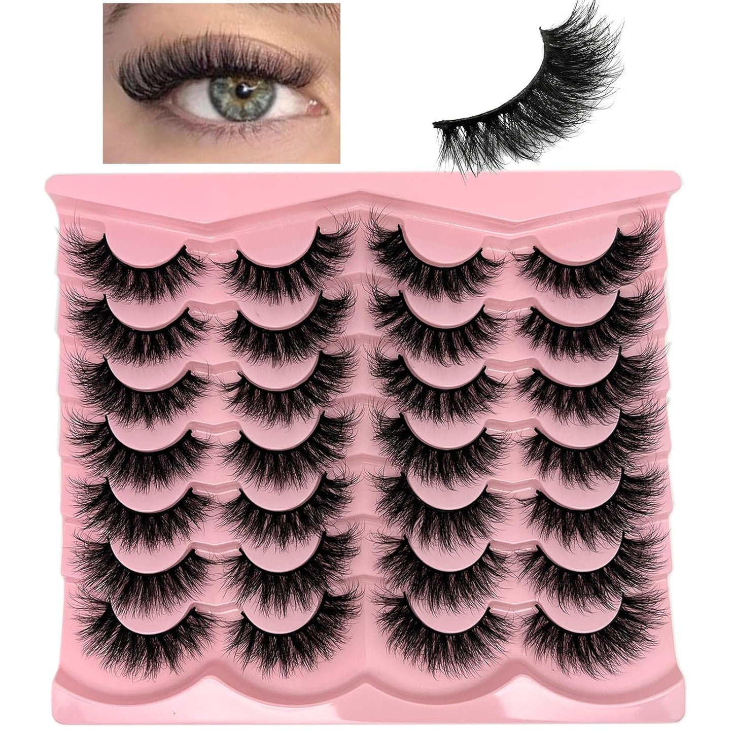 Fluffy Lashes Mink Wispy Cat Eye Faux Mink Eye Lashes Pack Soft Fake Strip Eyelashes 18Mm Long Volume False Eyelashes Natural Look