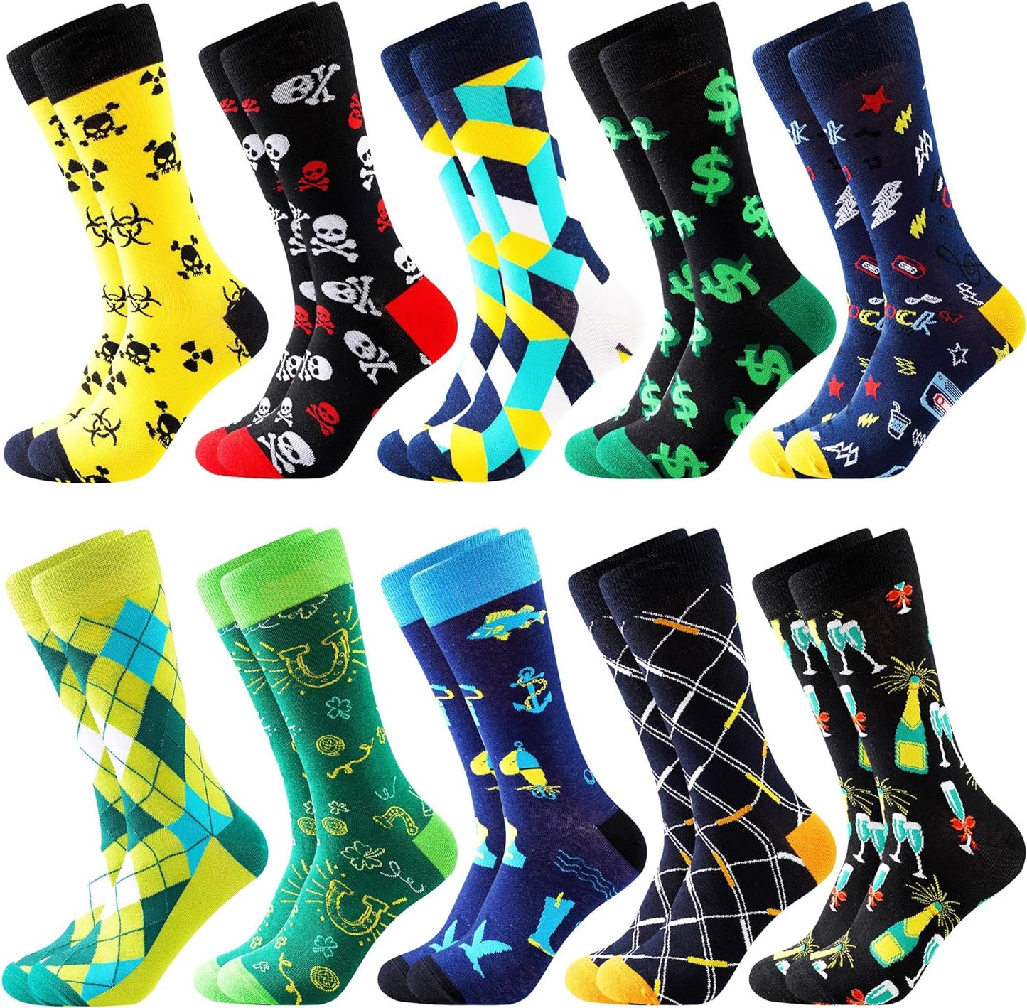 Fun Socks,Funny Socks for Men Novelty Crazy Crew Dress Socks,Cool Cute Food Graphic Animal Socks