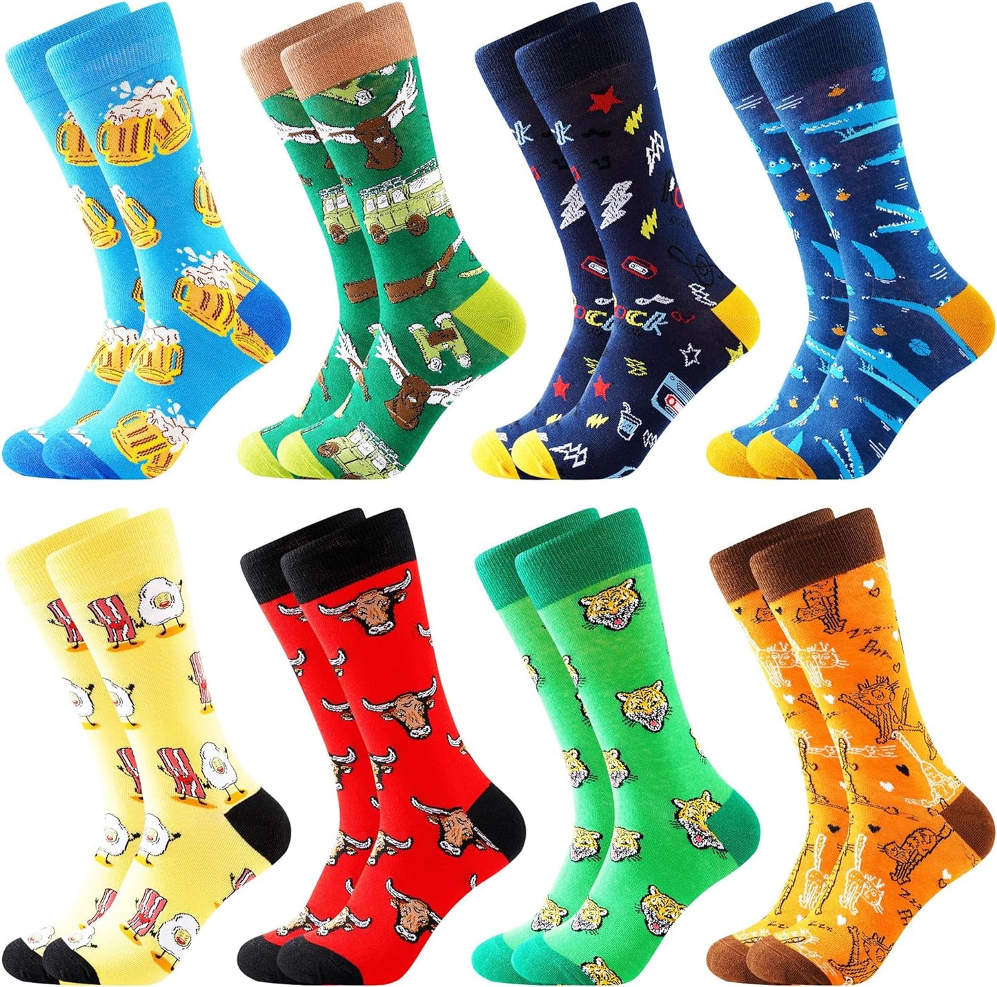 Fun Socks,Funny Socks for Men Novelty Crazy Crew Dress Socks,Cool Cute Food Graphic Animal Socks