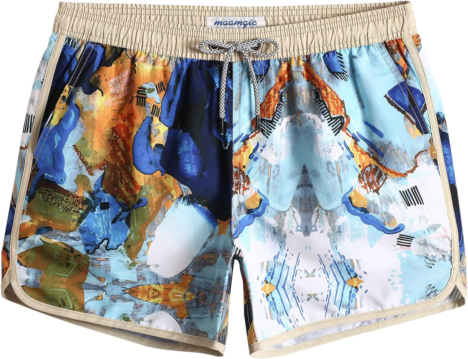 Mens Boys Short 80S 90S Vintage Swim Trunks with Mesh Lining Quick Dry Swim Suits Board Shorts