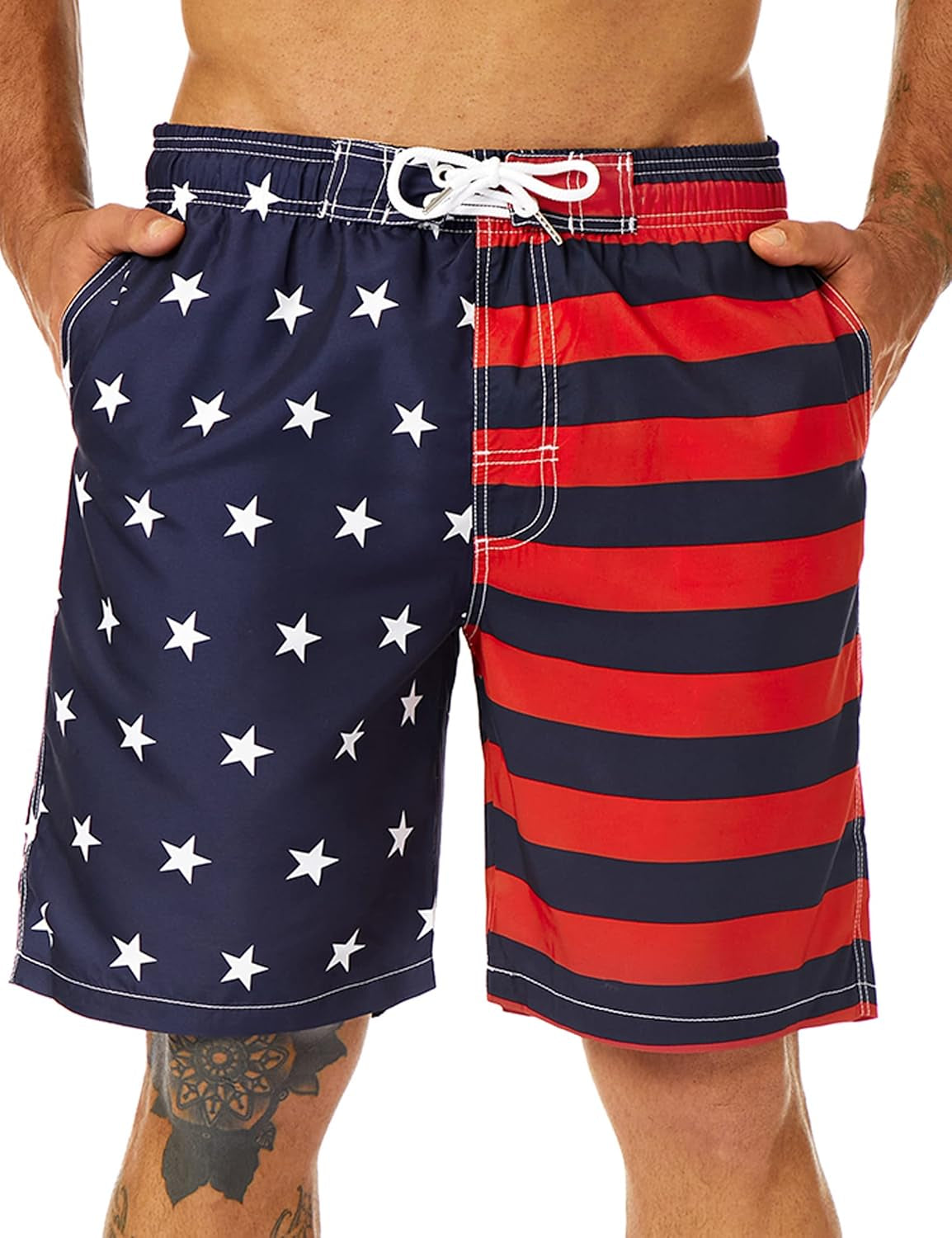 Mens Swim Trunks Long, Quick Dry Mens Boardshorts, 9 Inches Inseam Mens Bathing Suits with Mesh Lining