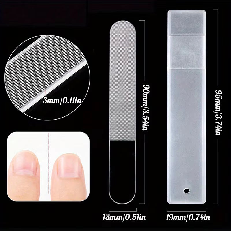 3Pcs Nano Glass Nail Files Professional Sanding Polishing Files Transparent Nail File Grinding Equipment Manicure Art Tools